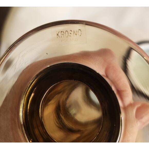 Vintage Krosno Poland Smoked Glass Copper Band Candlestick Holders Pair 7.5”tall - Picture 3 of 8